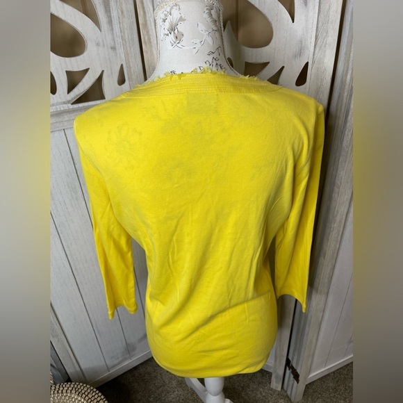 Bogner Yellow Hidden Button Cardigan Sweater Size Large 12 - Picture 2 of 6